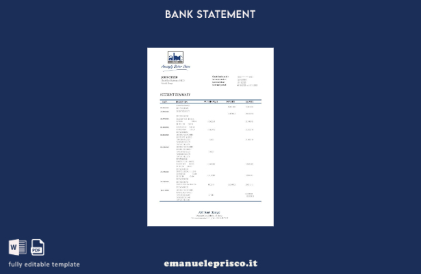 modello di parola di estratto conto bancario Kenya ABC stile verificato
